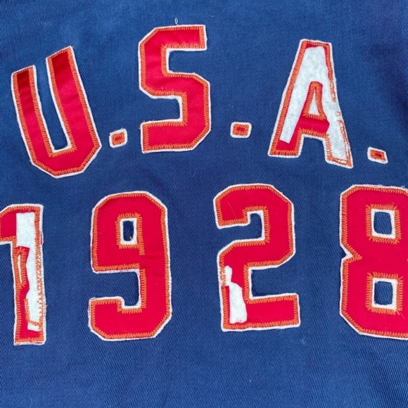 Vintage Polo Ralph Lauren USA 1928 Spellout Bomber Snap Up Jacket PRL Large Blue - Picture 9 of 11